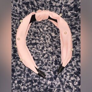 Pink twist pearl headband